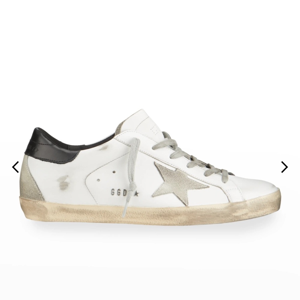 Golden Goose White and Black Leather Sneakers